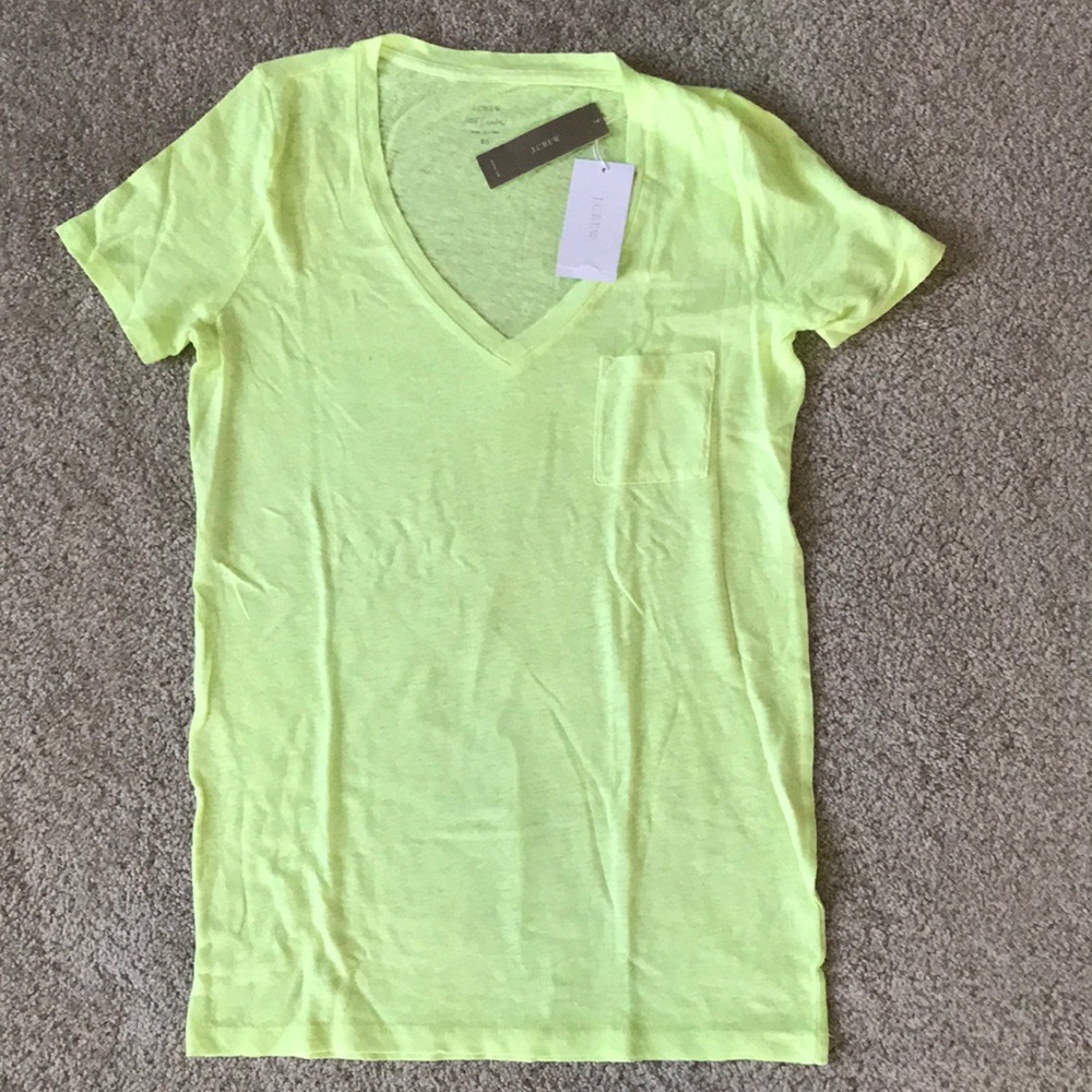 J Crew 100% Linen Tee XS - Neon Yellow